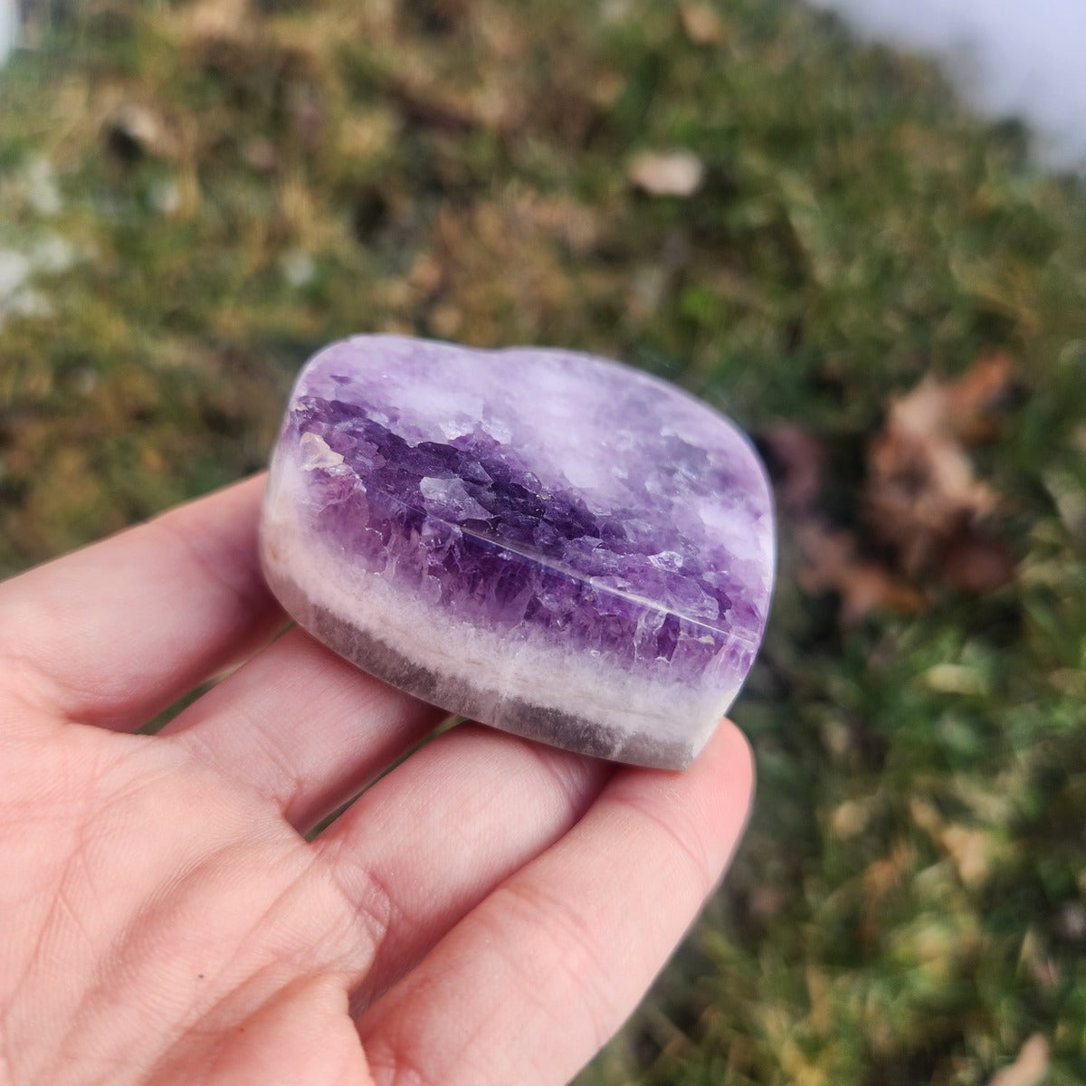 Amethyst Crystal Heart Stone Carving 2"
