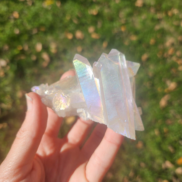 Angel Aura Quartz Cluster White Rainbow Stone