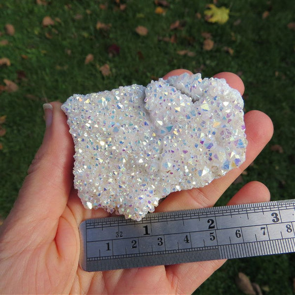 Angel Aura Quartz Cluster | White Rainbow Aura Druzy Crystal