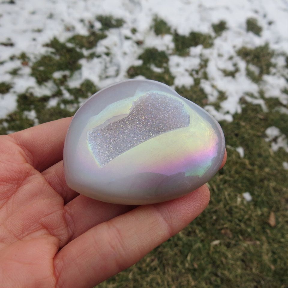 Rainbow Aura Crystal Heart