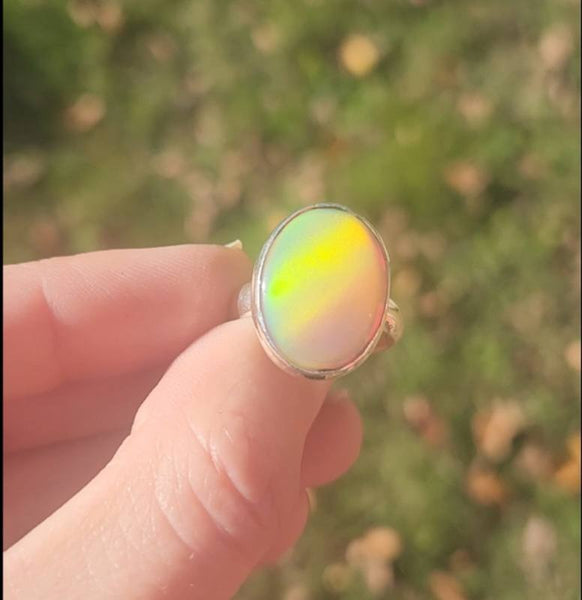 Aurora Opal Crystal Ring in Sterling Silver