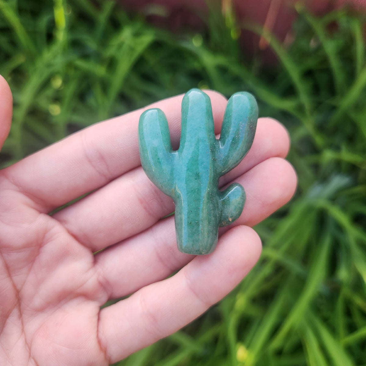 Green Aventurine Crystal Cactus Stone Carving