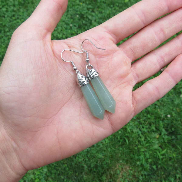 Green Aventurine Crystal Point Earrings