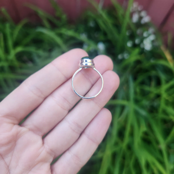 Green Aventurine Crystal Ring in Sterling Silver Size 7.25
