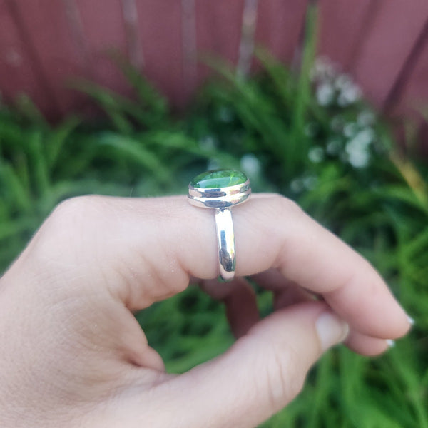 Green Aventurine Crystal Ring Sterling Silver