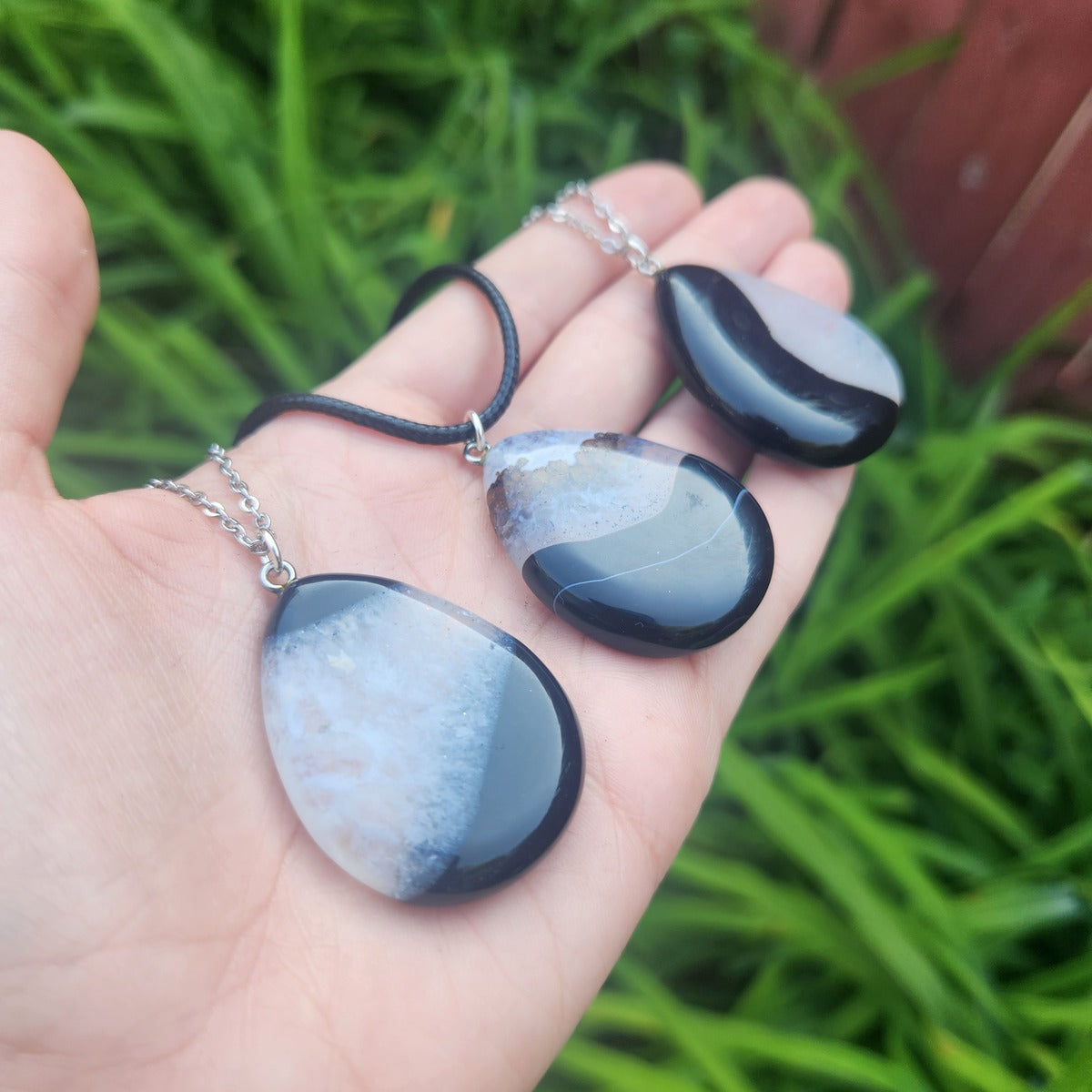 Black Agate w/ Quartz Stone Necklace