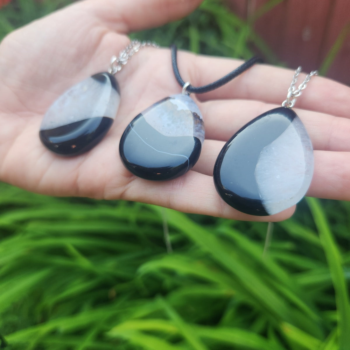 Black White Crystal Necklace