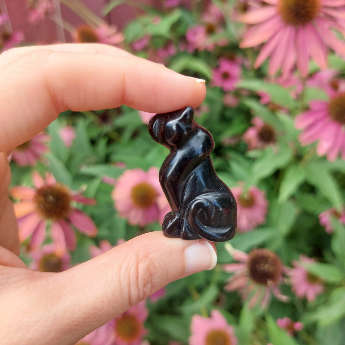 Black Obsidian Panther Crystal Cat Figurine