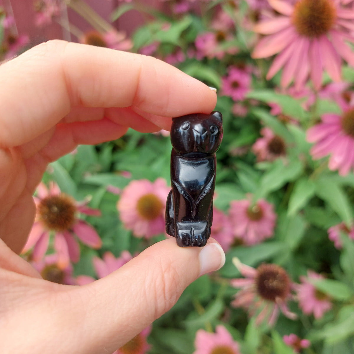 Black Panther Obsidian Stone Cat Figurine