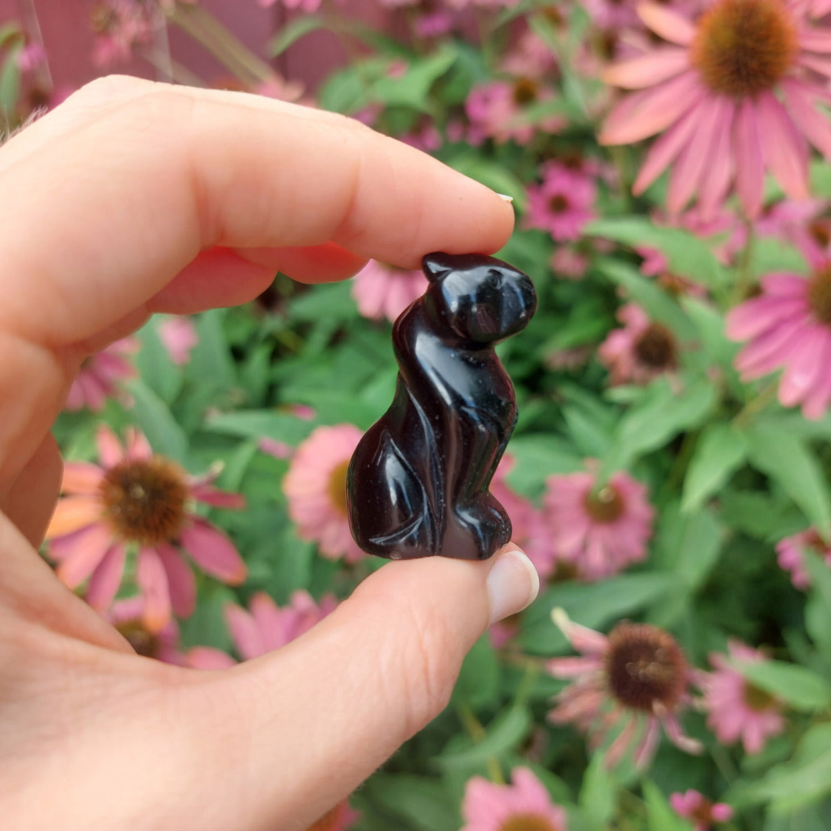 Black Obsidian Panther Cat Carving