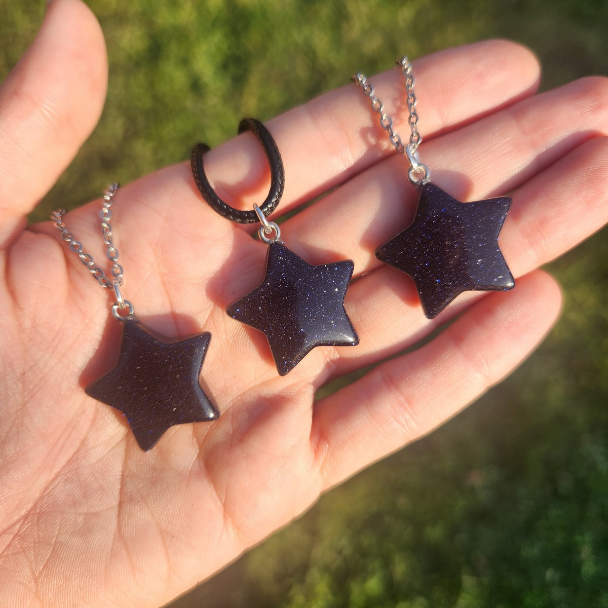 Blue Goldstone Crystal Star Necklace