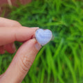 Blue Lace Agate Heart Crystal Ring in Sterling Silver Size 7.25