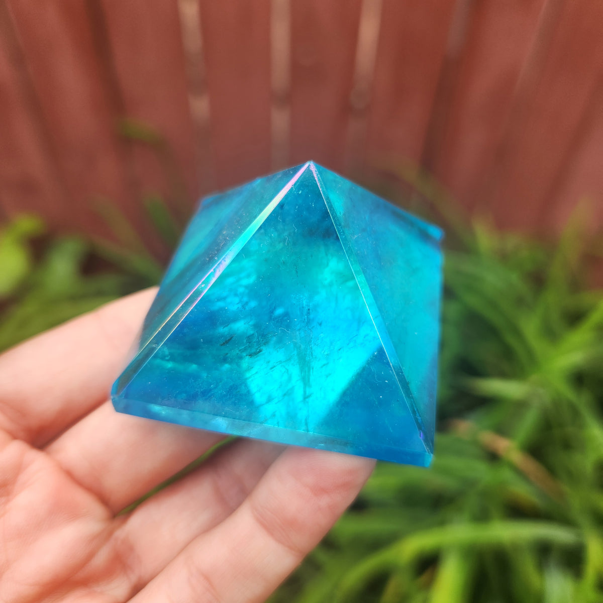 Blue Aura Quartz Crystal Pyramid