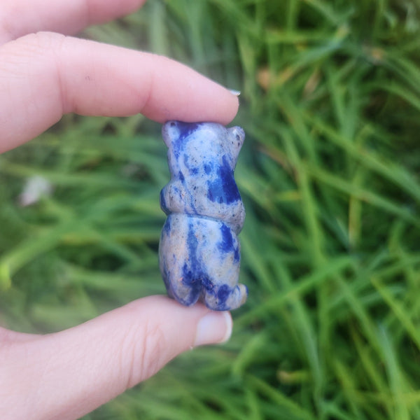 Blue Sodalite Crystal Bear Carving 1.75" Stone Animal Figurine
