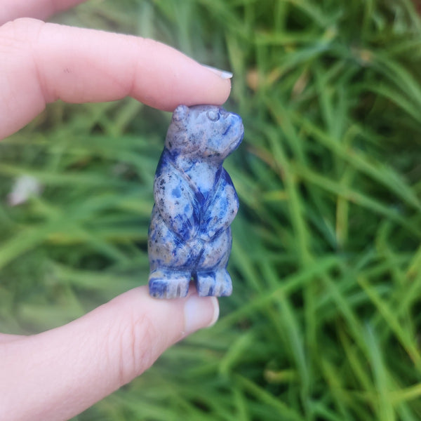 Blue Sodalite Crystal Bear Figurine