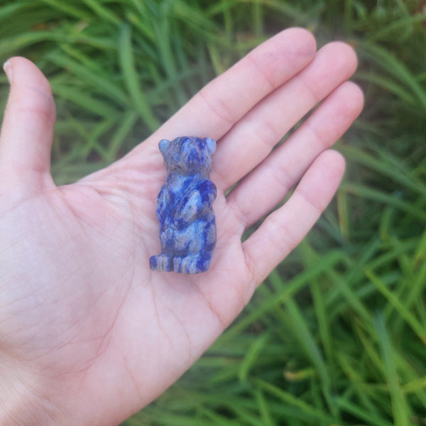 Blue Sodalite Crystal Bear Carving 1.75" Stone Animal Figurine