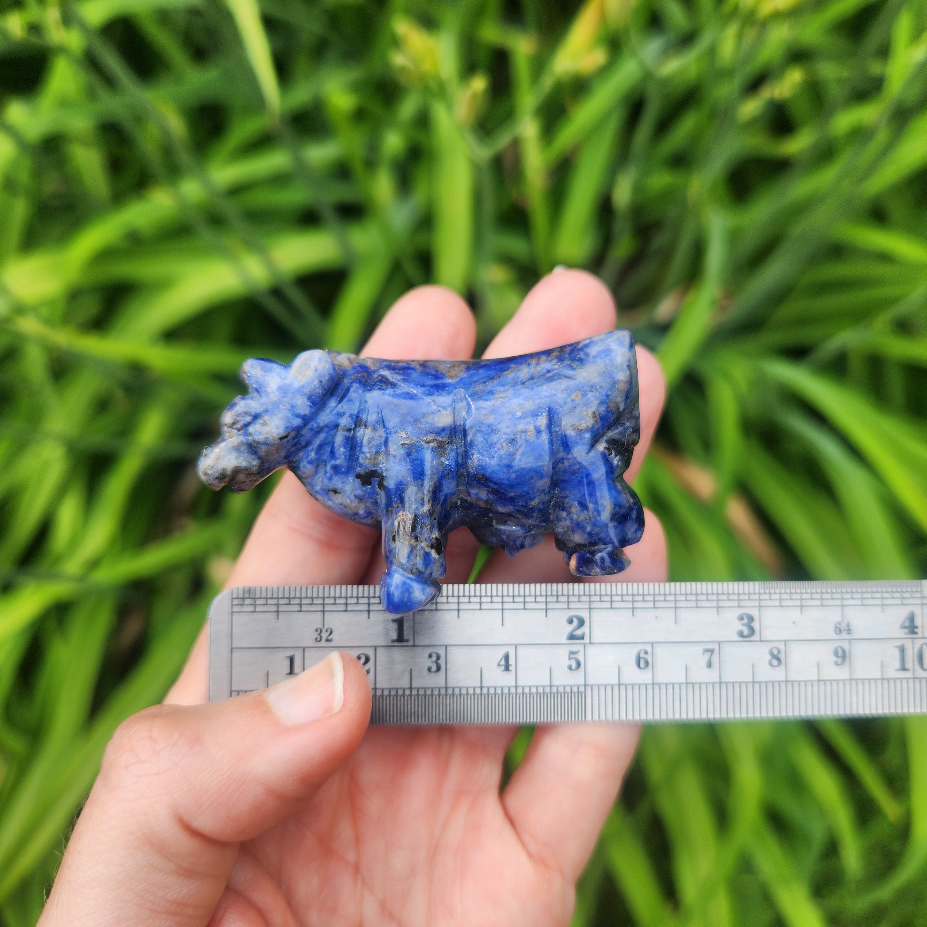 Sodalite Crystal Cow Stone Carving 2.25"