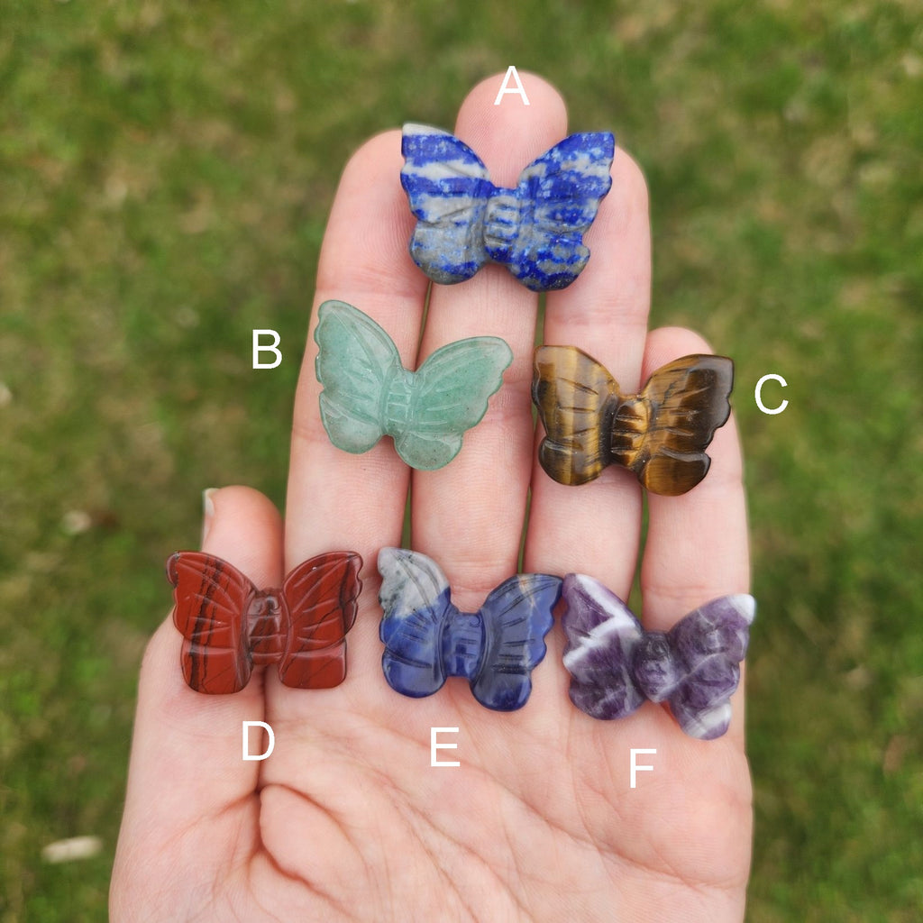 Mini Crystal Butterfly Figurine 1" Carved Stone Animal