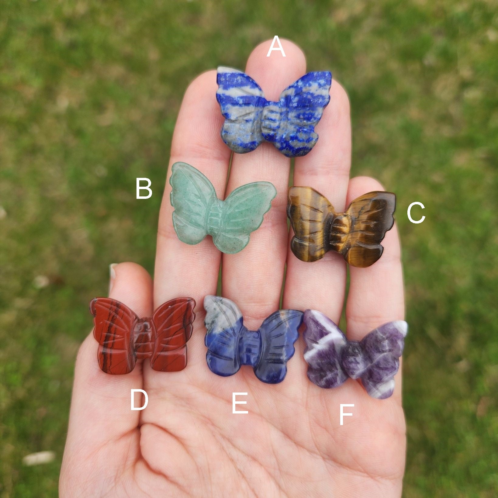 Mini Crystal Butterfly Figurine 1" Carved Stone Animal