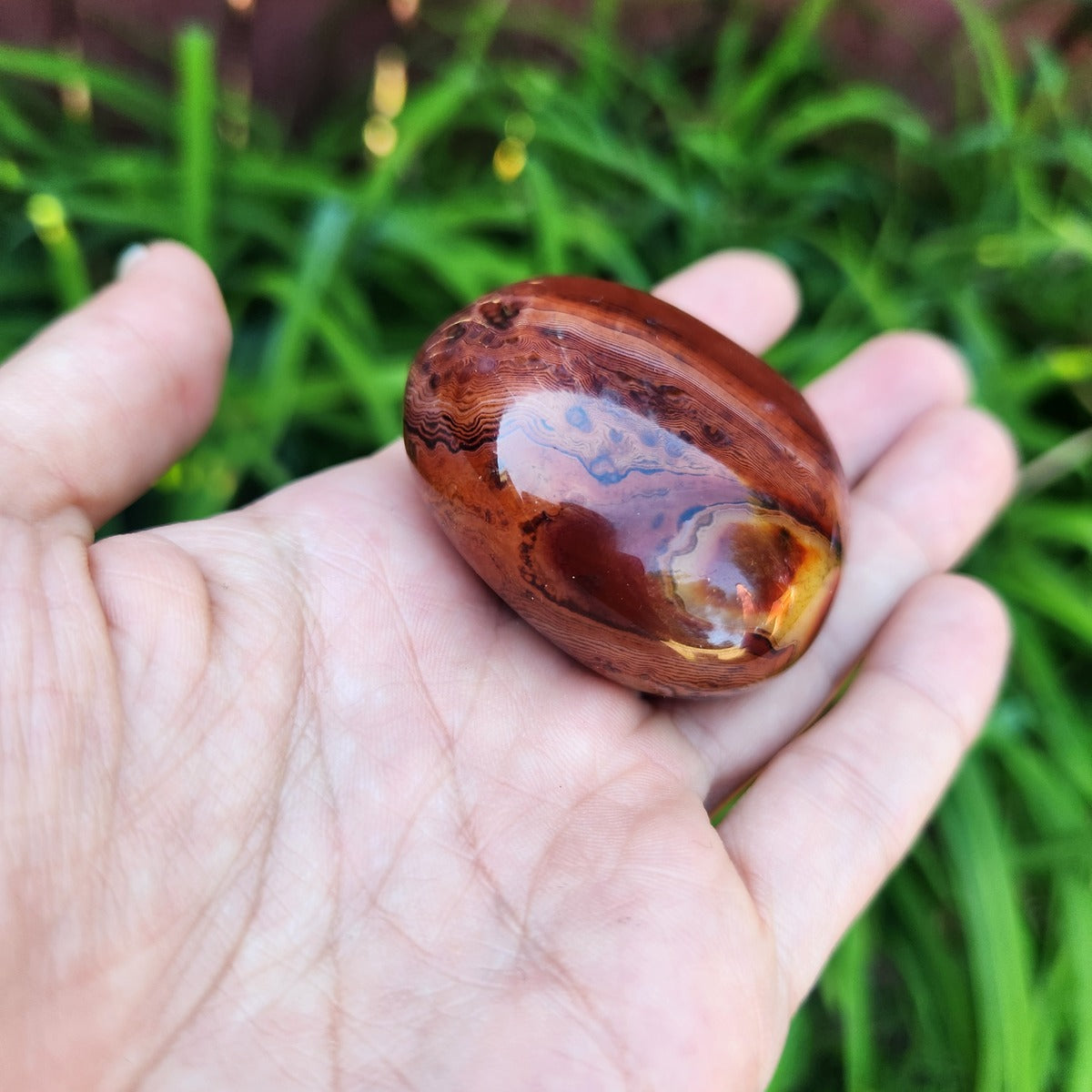 Orange Carnelian Agate Crystal Palm Stone 2"