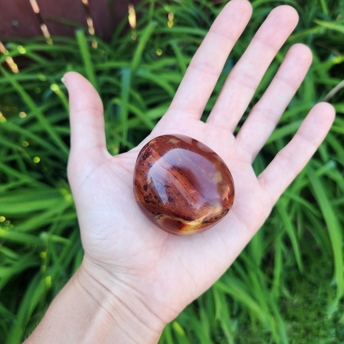 Orange Carnelian Agate Crystal Palm Stone