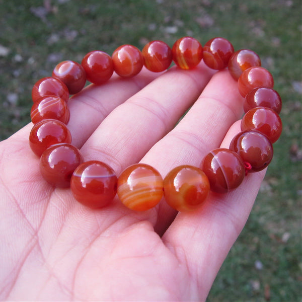 Carnelian Crystal Bracelet - 8mm Orange Stone Bracelet