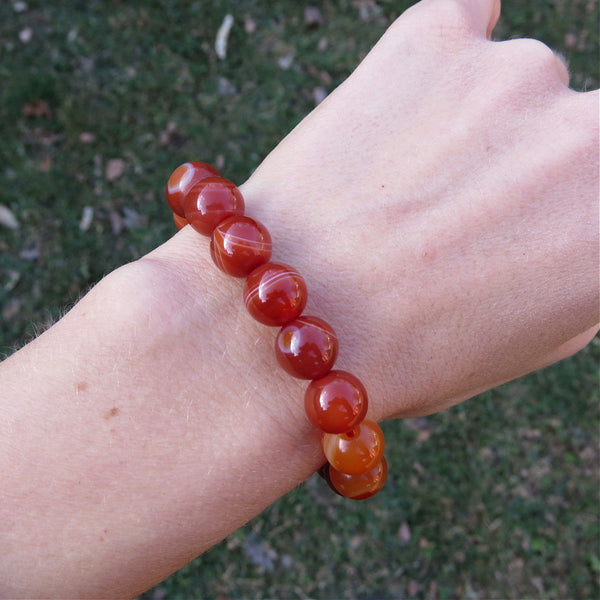 Carnelian Agate Beaded Crystal Bracelet