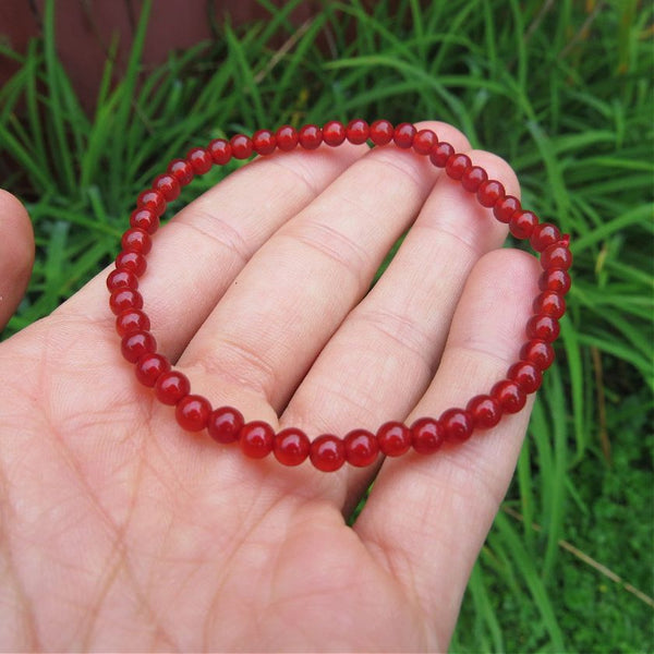 Carnelian Crystal Bracelet - 4mm Orange Stone Bracelet