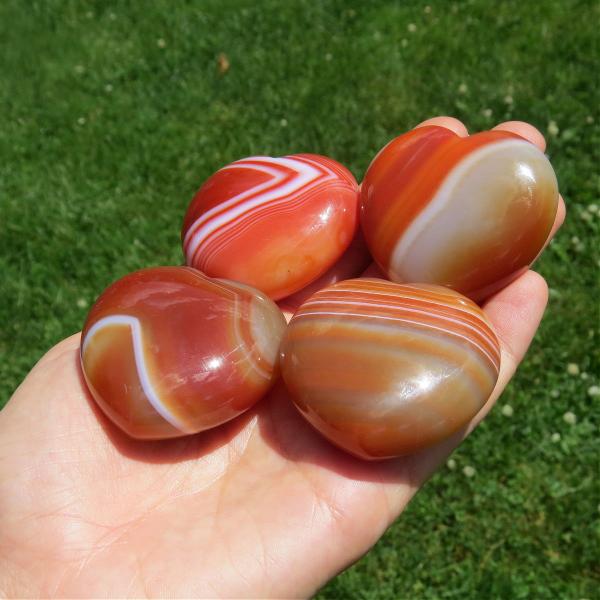 Banded Carnelian Agate Crystal Heart Stone 2"