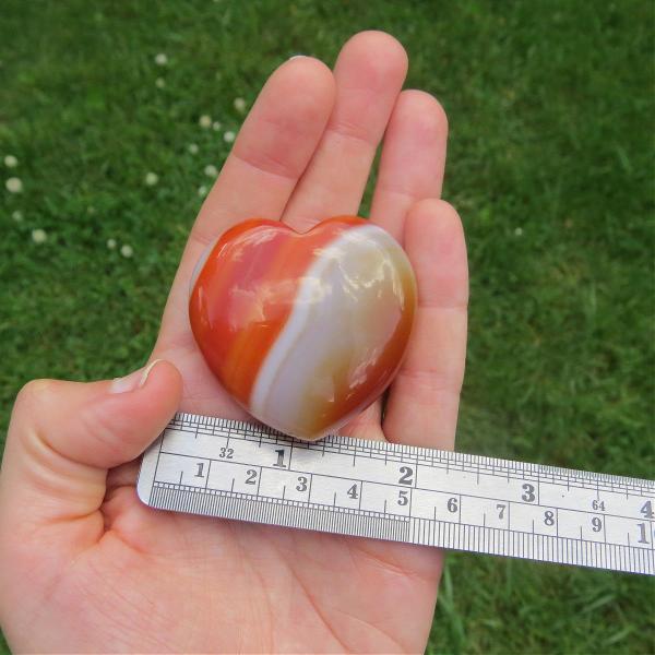Banded Carnelian Agate Crystal Heart Stone 2"