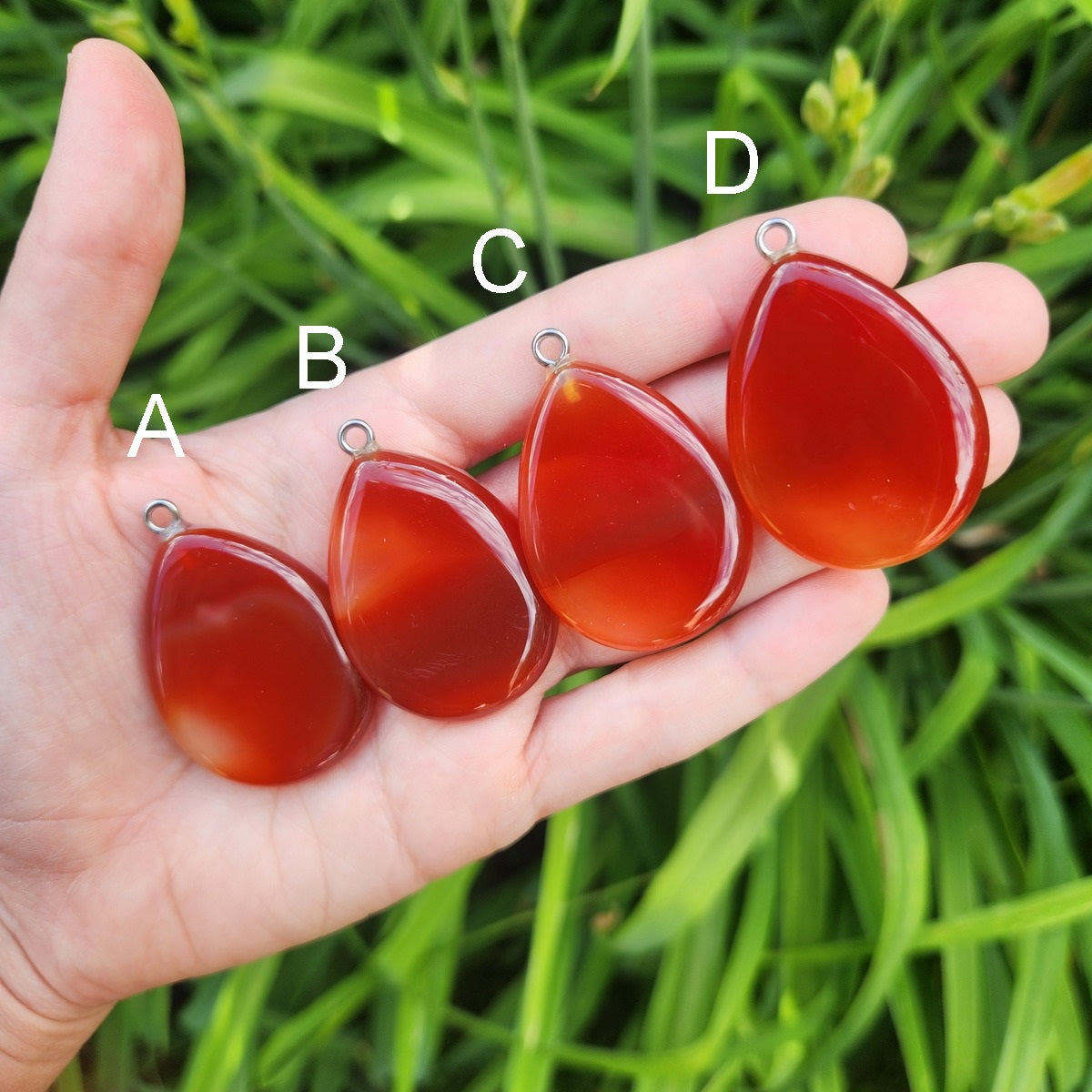 Carnelian Crystal Necklace | Large Orange Stone Necklace