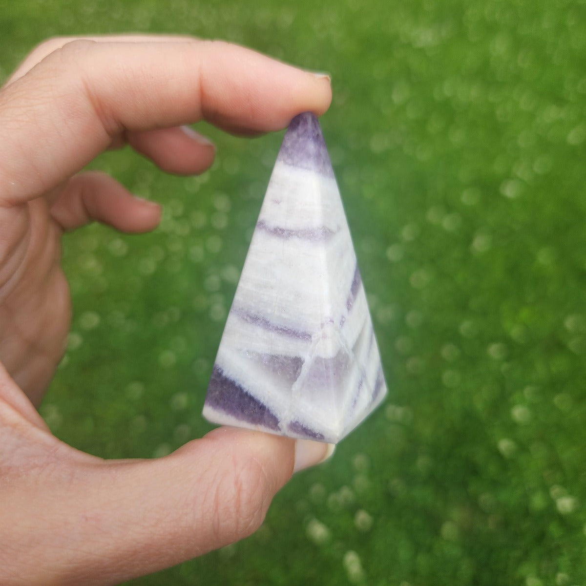 Chevron Amethyst Crystal Pyramid Tower