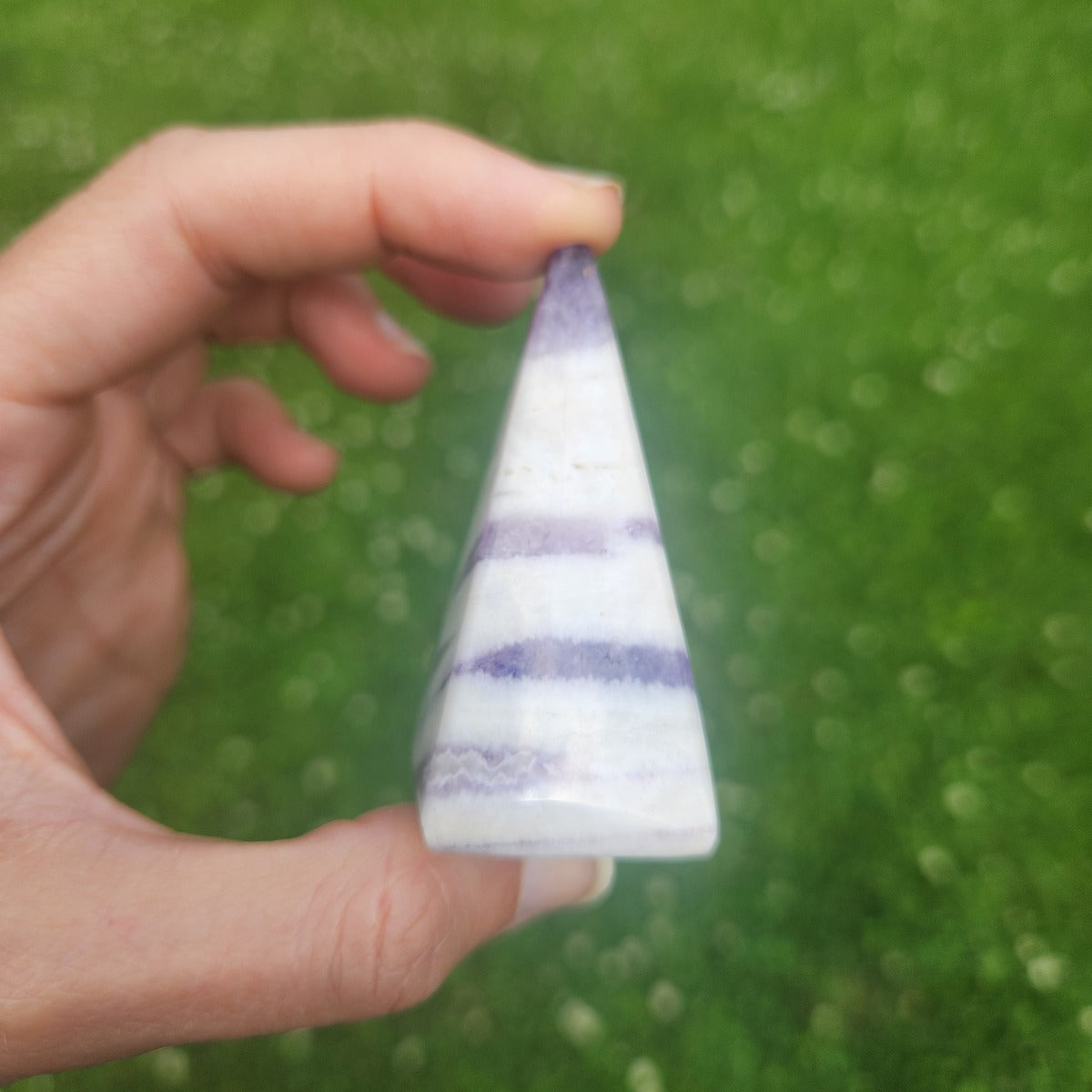 Chevron Amethyst Crystal Pyramid Stone