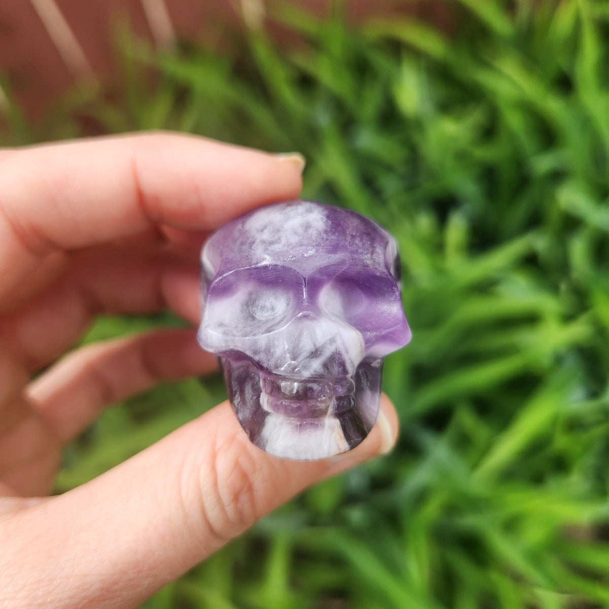Chevron Amethyst Crystal Skull