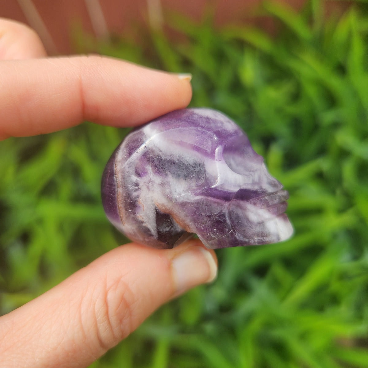 Purple Amethyst Stone Skull Figurine