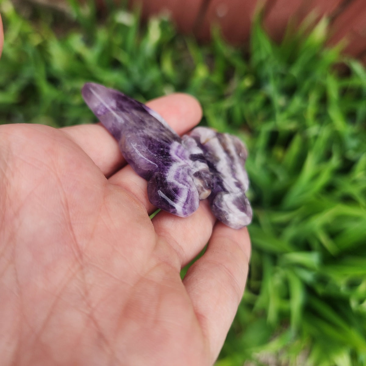 Chevron Amethyst Butterfly Crystal Animal Carving 2.5"