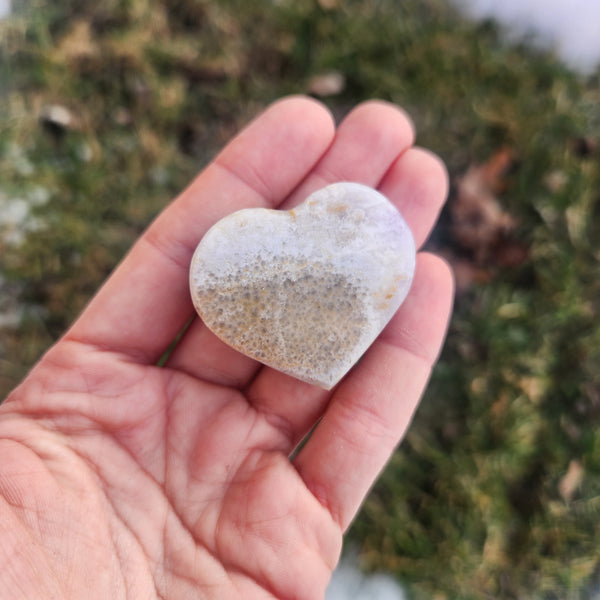 Amethyst Crystal Heart Stone Carving 1.5"