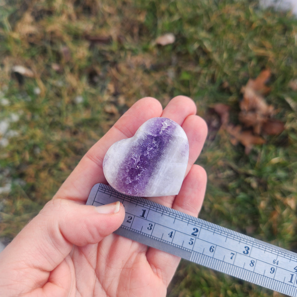 Amethyst Crystal Heart Stone Carving 1.5"