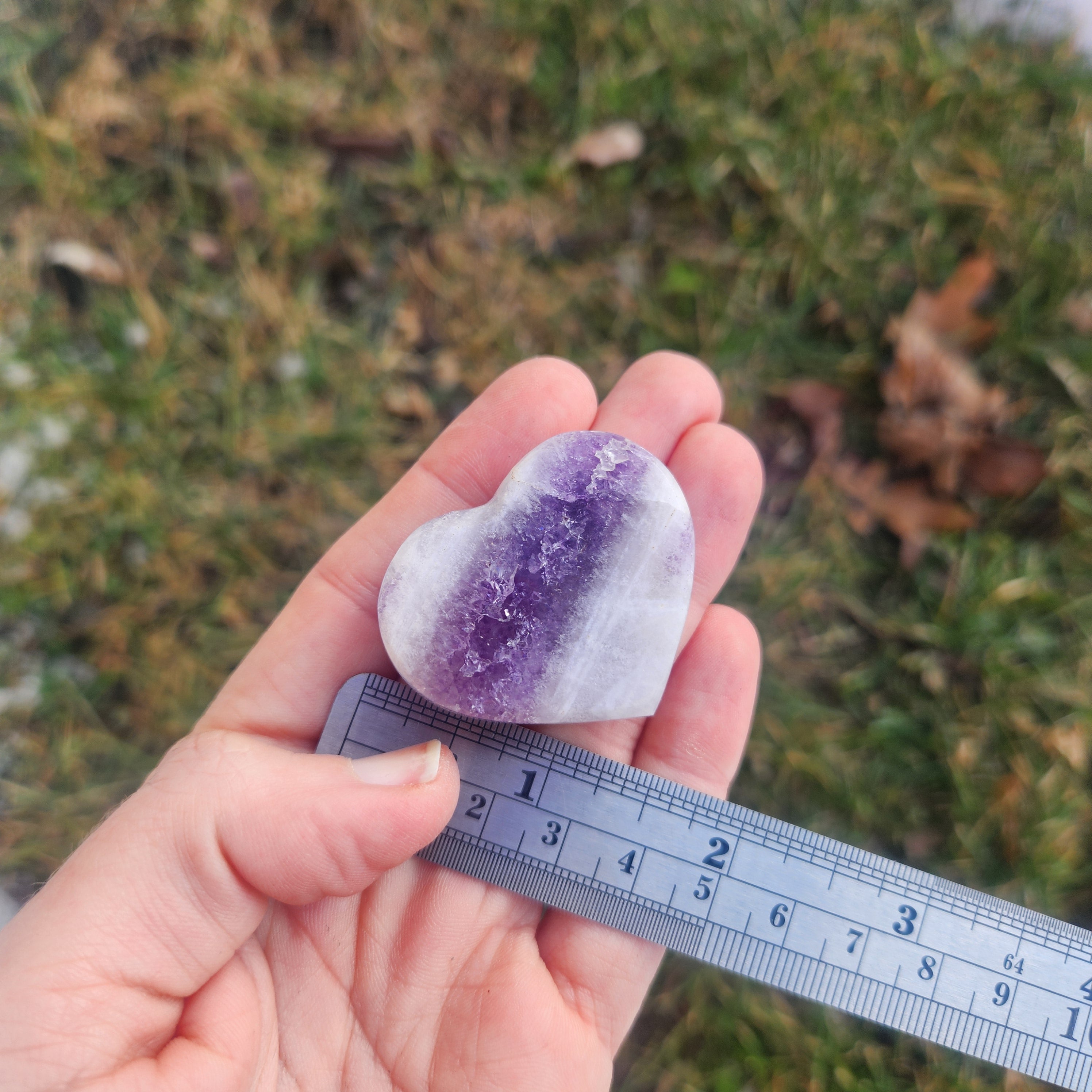 Amethyst Crystal Heart Stone Carving 1.5"
