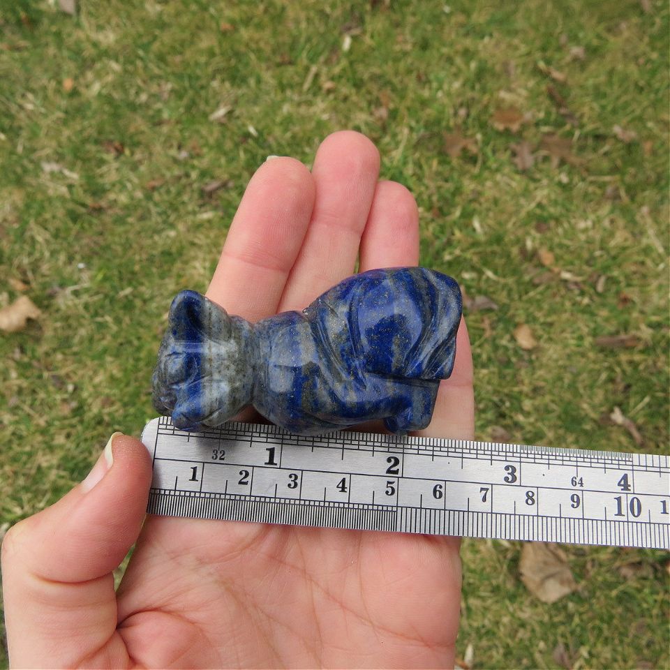 Chihuahua Crystal Dog Carving in Lapis Lazuli or Rose Quartz Stone 2"