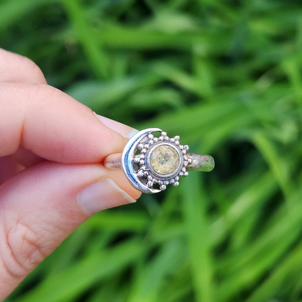 Citrine Sun and Moon Ring Sterling Silver