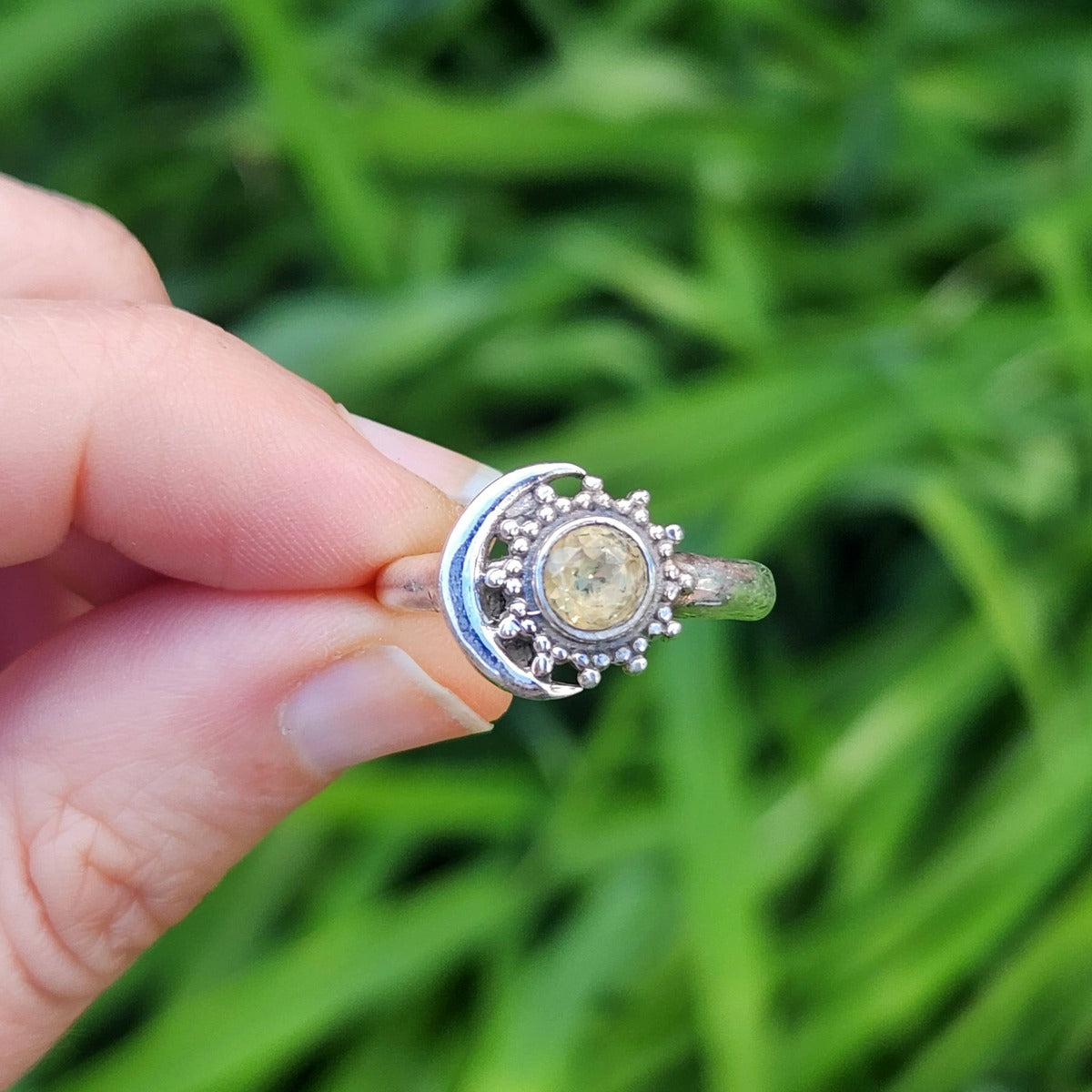 Citrine Sun and Moon Ring Sterling Silver