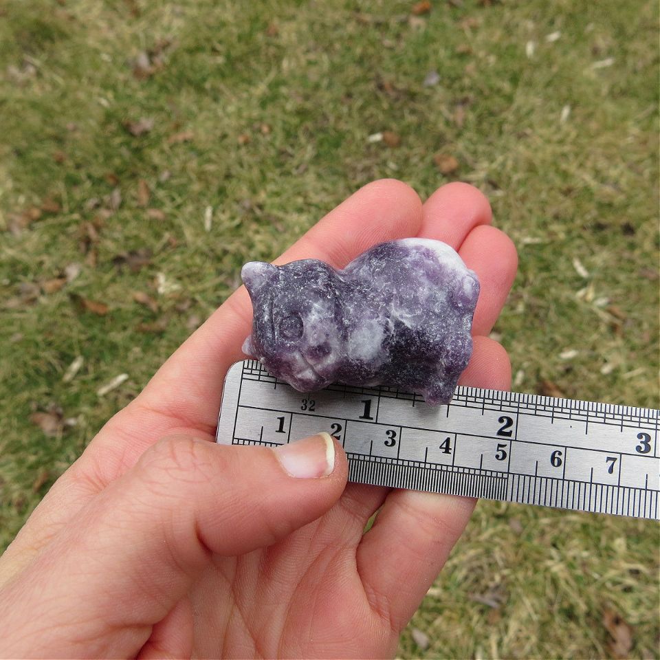 Crystal Cat Stone Animal Carving 1.5" Figurine