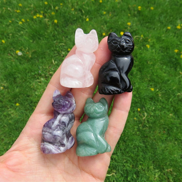 Crystal Cat Stone Figurine