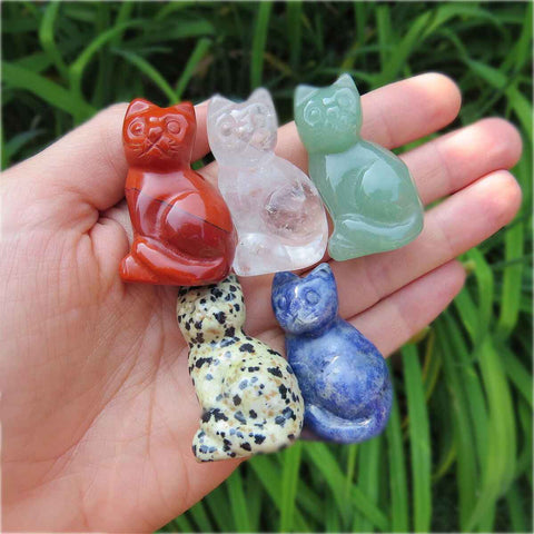 Crystal Cat Stone Animal Carving