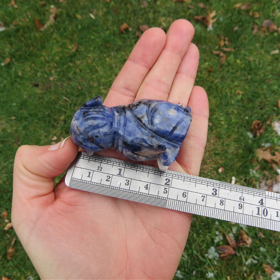 Crystal Pug Dog Figurine 2.25" - Carved Stone Dog Animal
