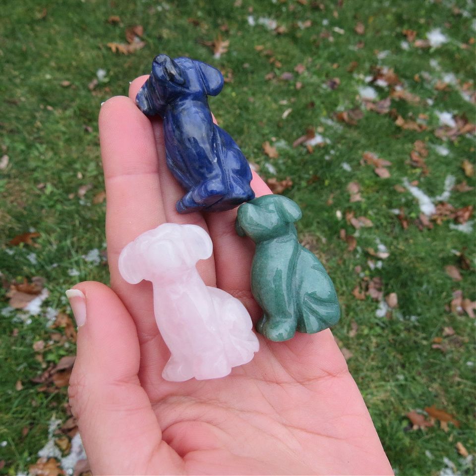 Crystal Dog Stone Animal Figurine