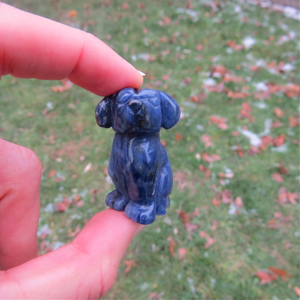 Blue Crystal Dog Animal Figurine - Sodalite