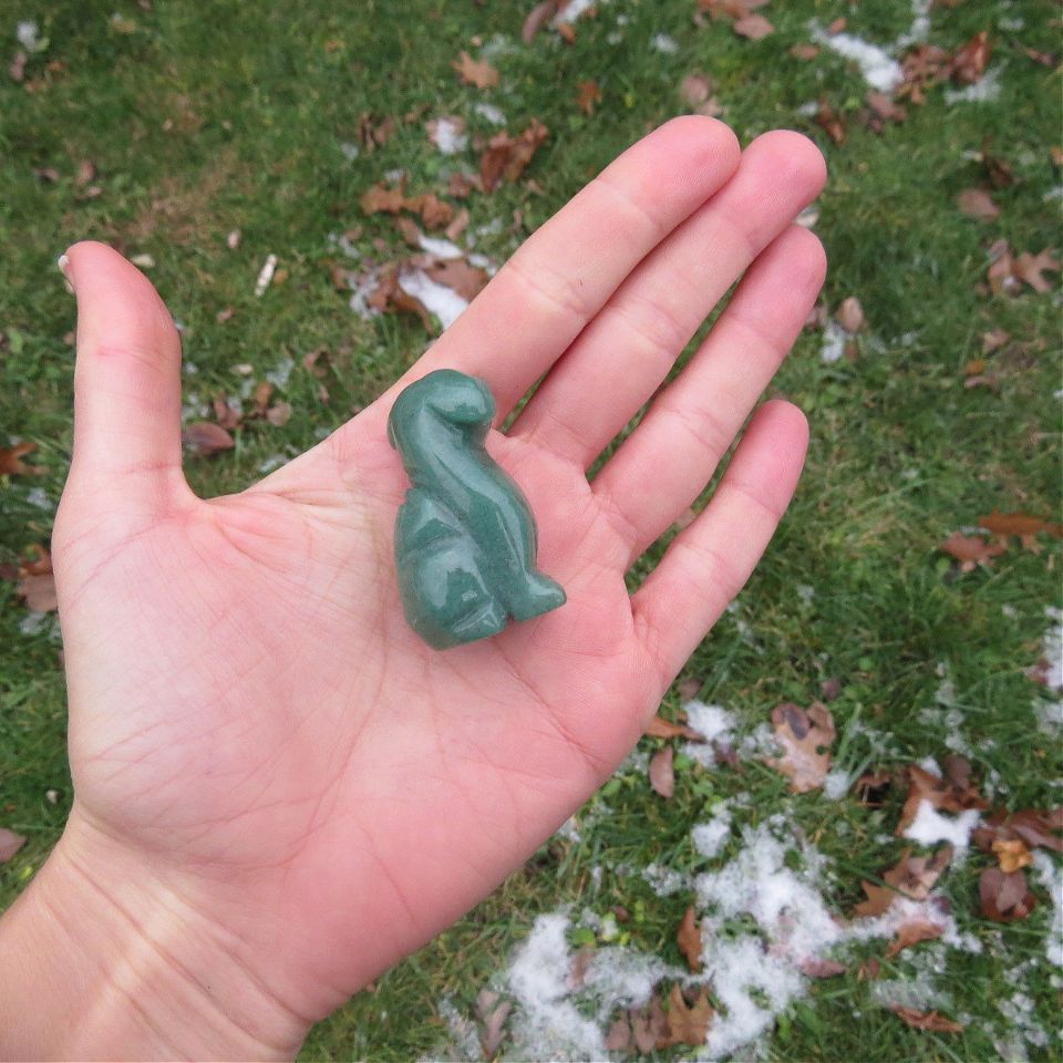 Crystal Dog Figurine 1.5" Stone Animal Carving