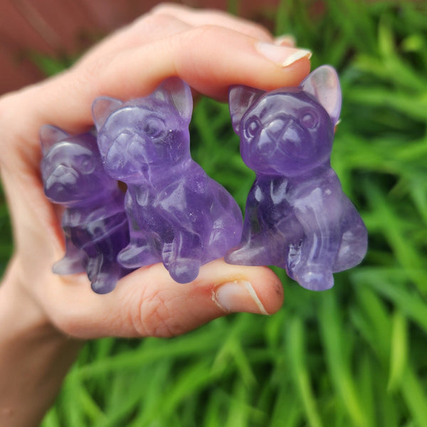 Crystal Frenchie Dog Stone Figurine